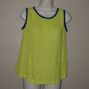 Sz XS M Missoni Lime Green Blue Trim Sleeveless Linen Top